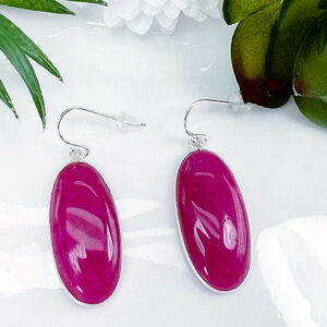 Ruby Earrings Sterling Silver 925 Boho Contemporary Handmade New